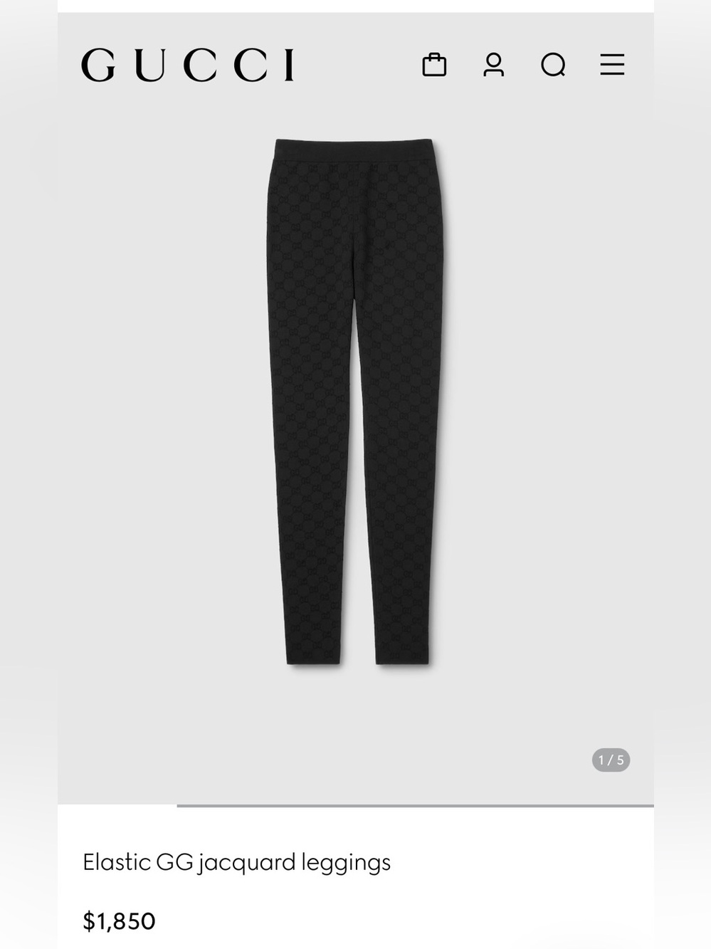 Gucci Black GG Jacquard Slim Leggings